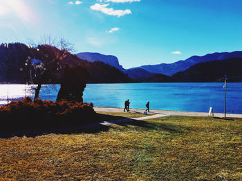 Scenic view of lake against sky