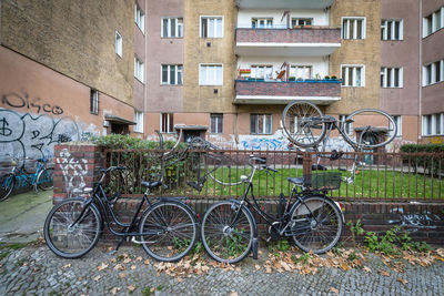 Cars parked in front of building