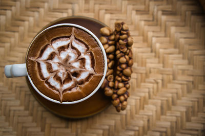 Close-up of coffee cup on table