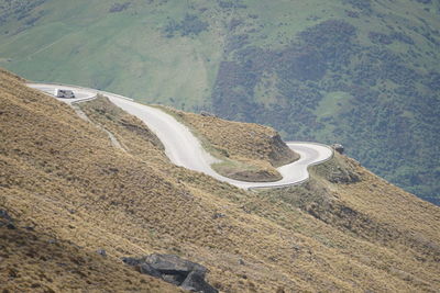 High angle view of mountain road