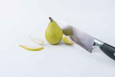 High angle view of fruit on white background