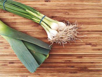 High angle view of vegetables on table