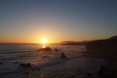 Scenic view of sea at sunset