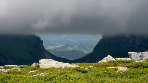 Scenic view of mountains against sky