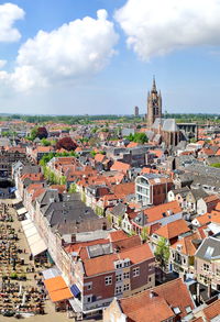 High angle view of townscape against sky