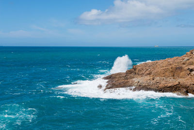 Beautiful azure sea and the rock, tyrrhenian sea in tuscany, italy