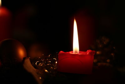 Close-up of illuminated candle