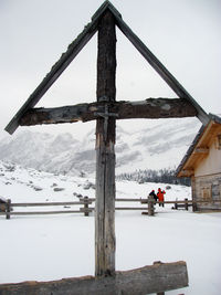 Scenic view of snow covered mountain against sky