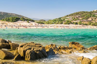 Scenic view of sea against clear sky