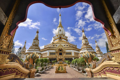 Panoramic view of temple building against sky