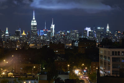 City lit up at night