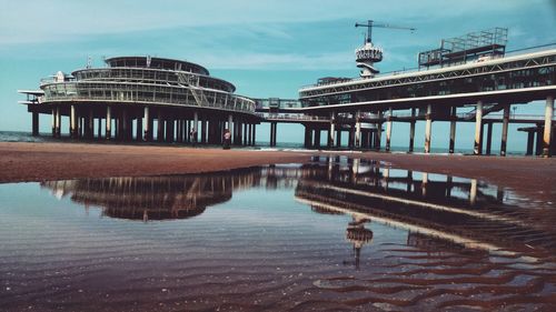 Reflection of built structure in water