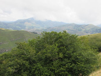 Scenic view of landscape and mountains against sky