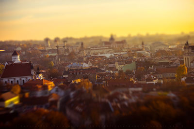 View of cityscape against sky during sunset