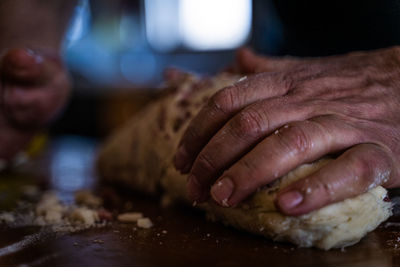 Close-up of person preparing food