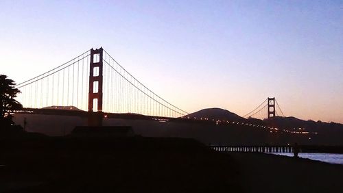 Suspension bridge over river