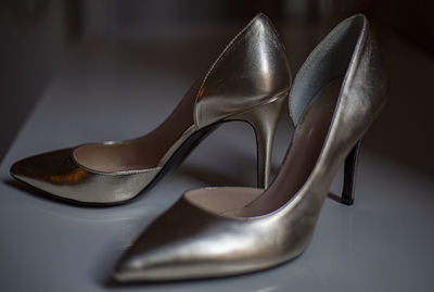 High angle view of shoes on table