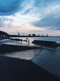 Scenic view of sea against sky at sunset