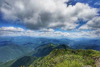 Scenic view of mountains against sky