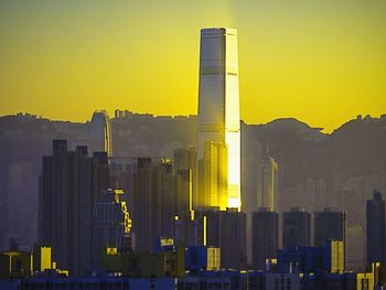 Sunset over city