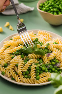 Close-up of food in plate on table