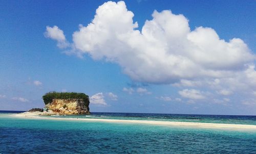 Scenic view of sea against cloudy sky