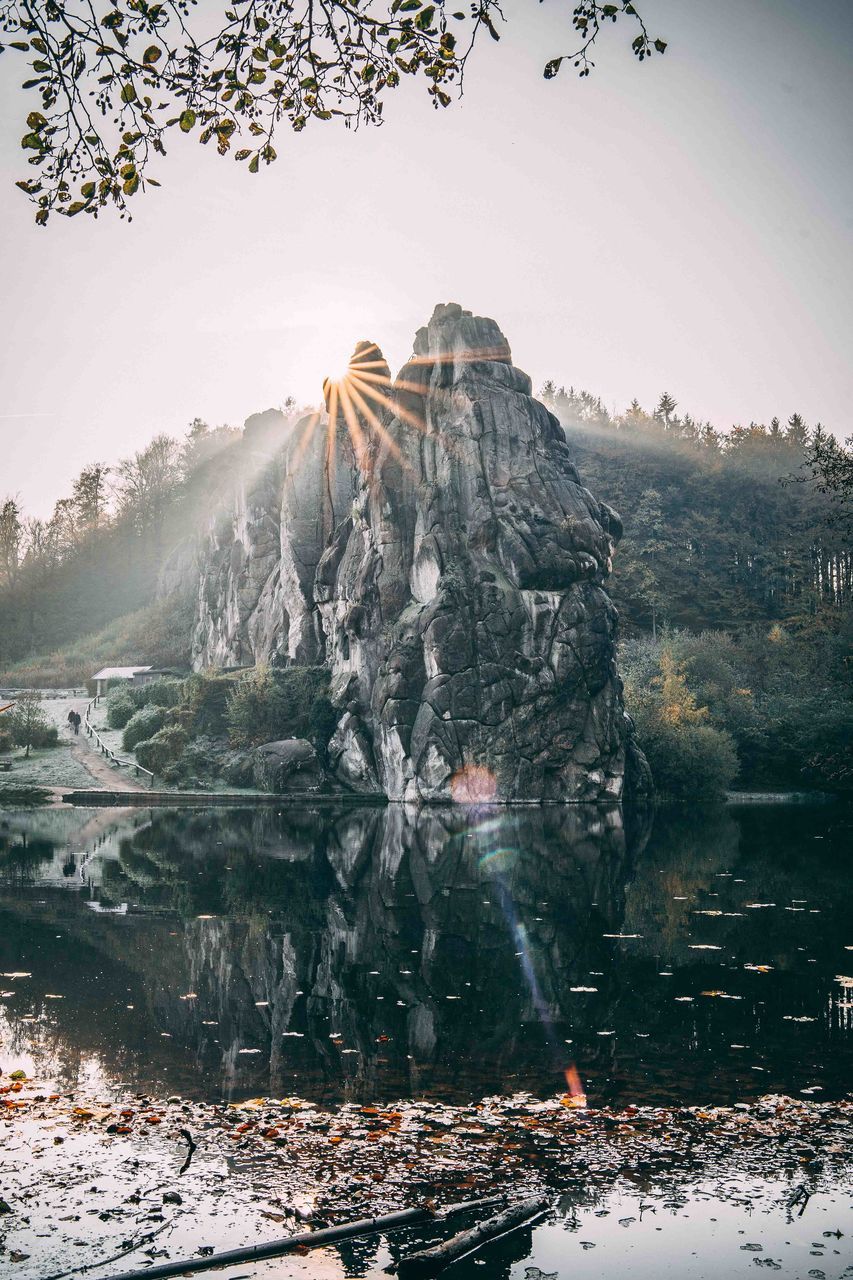 SCENIC VIEW OF LAKE AGAINST MOUNTAIN