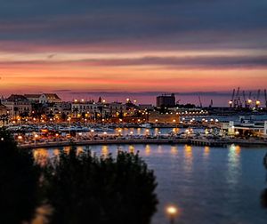 Illuminated city at night