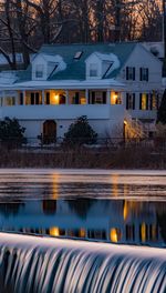 Reflection of building in water