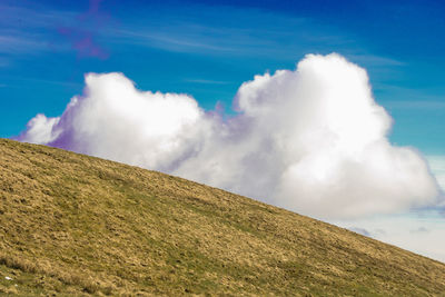 Low angle view of land against sky