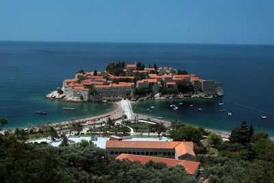 High angle view of houses on island