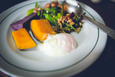 Close-up of meal served in plate