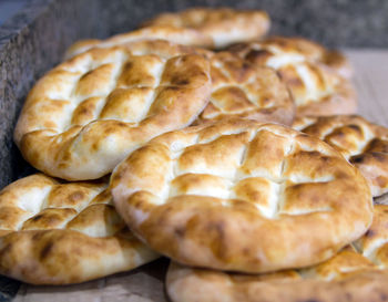 High angle view of bread on table