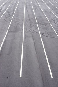 High angle view of road markings on sports track