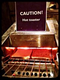 Close-up of information sign