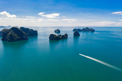 Aerial view of sea against sky