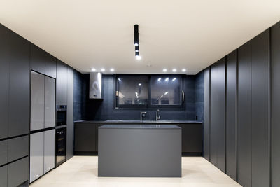 Interior of illuminated kitchen 