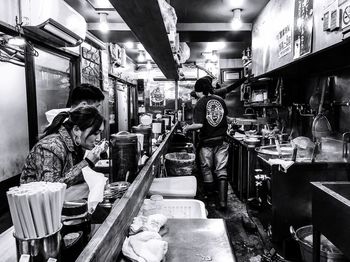 People working at market