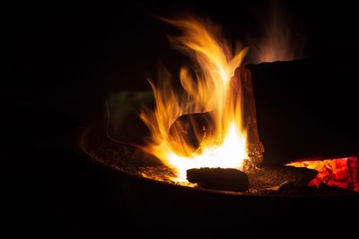 Close-up of bonfire at night