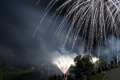 Firework festival at the olympiapark münchen in munich, germany - white rain