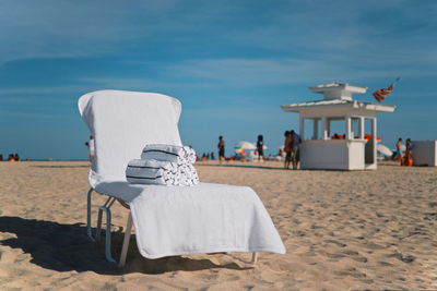 Deck chairs on beach