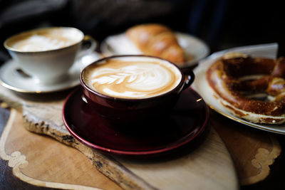 High angle view of coffee on table