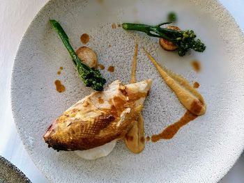 High angle view of bread in plate