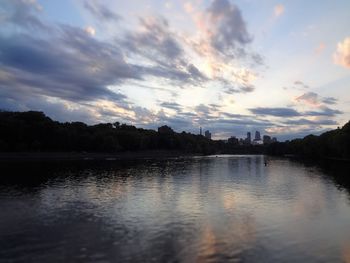 View of lake at sunset