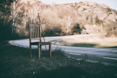 Empty bench in park