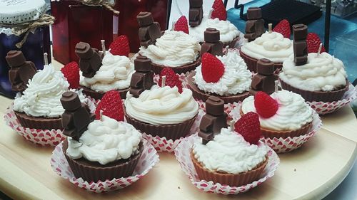 Close-up of cupcakes on table