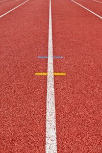 Full frame shot of red running track