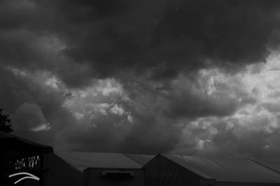 Low angle view of storm clouds over buildings