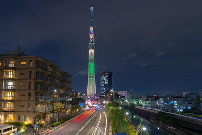 Illuminated city at night