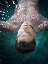 High angle view of man in swimming pool